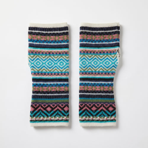 Turquoise & Pink Fair Isle Baby Alpaca Fingerless Gloves