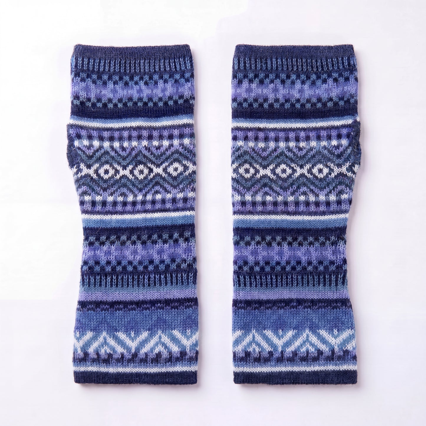 Alpaca Fingerless Gloves - Fair Isle Style