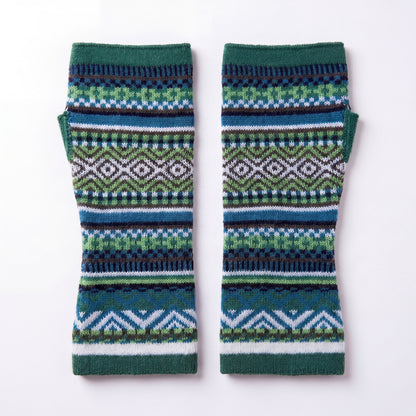 Alpaca Fingerless Gloves - Fair Isle Style