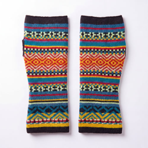 Alpaca Fingerless Gloves - Fair Isle Style