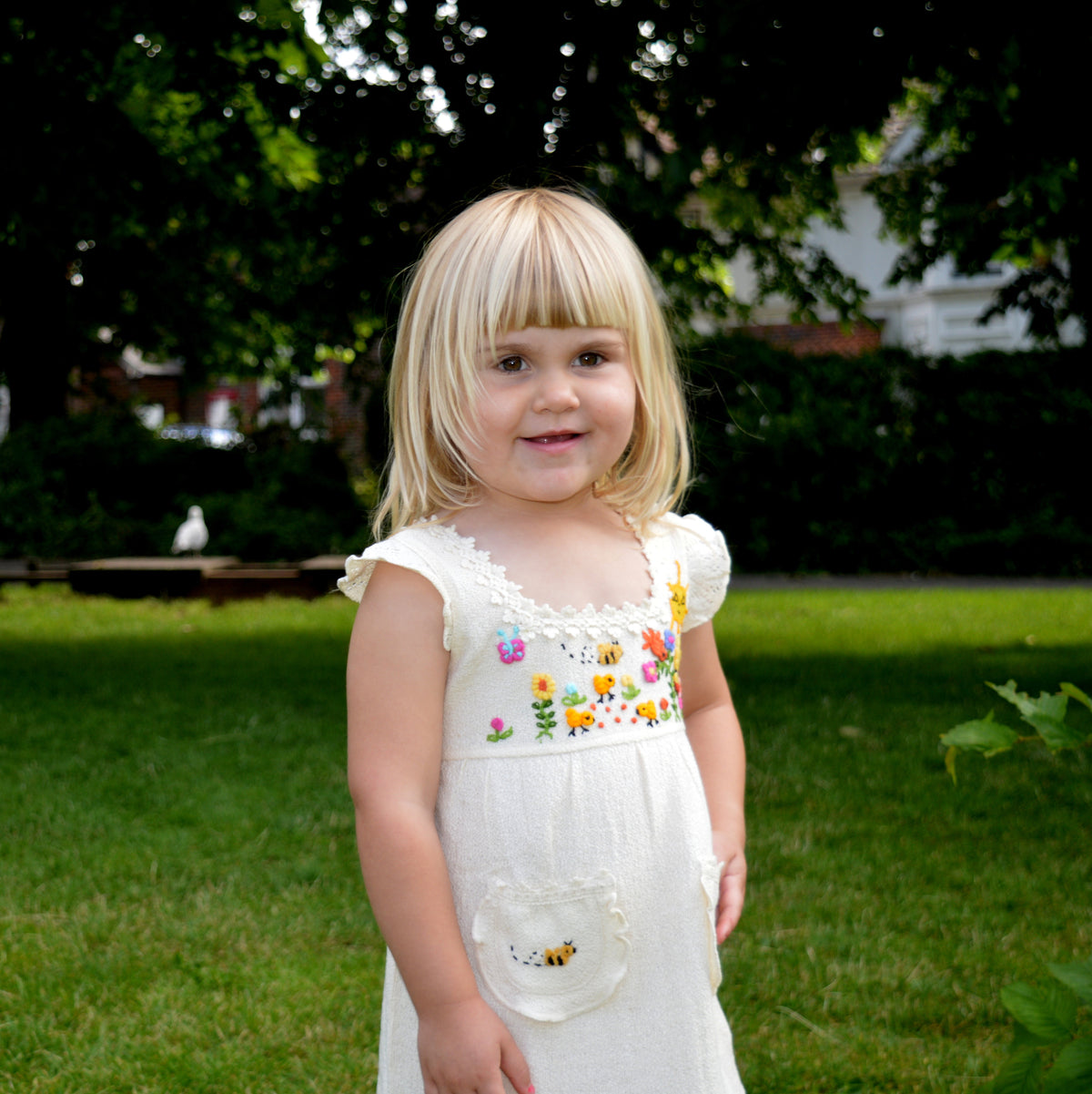 Cream Hand-Embroidered Cotton Summer Dress with Pockets, photo 5