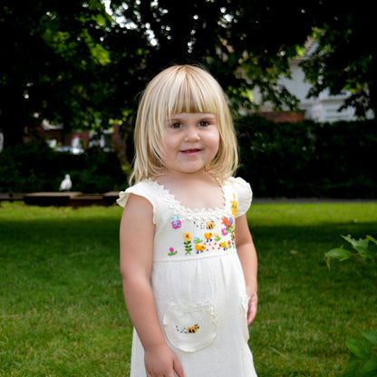 Cream Hand-Embroidered Cotton Summer Dress with Pockets, photo 5