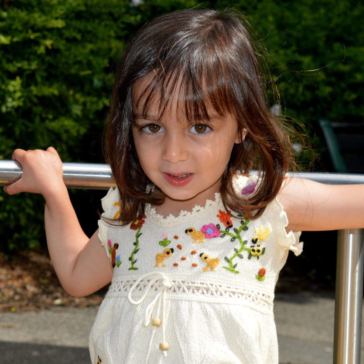 Cream Lace-Hem Hand-Embroidered Cotton Summer Dress, photo 4