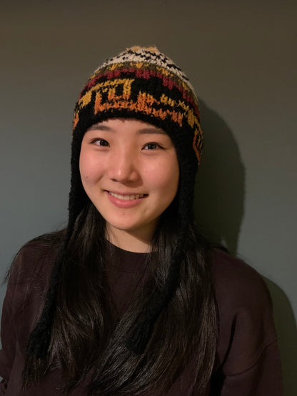 Navy Peruvian Alpaca Chullo Hat with Ear Flaps, photo 2