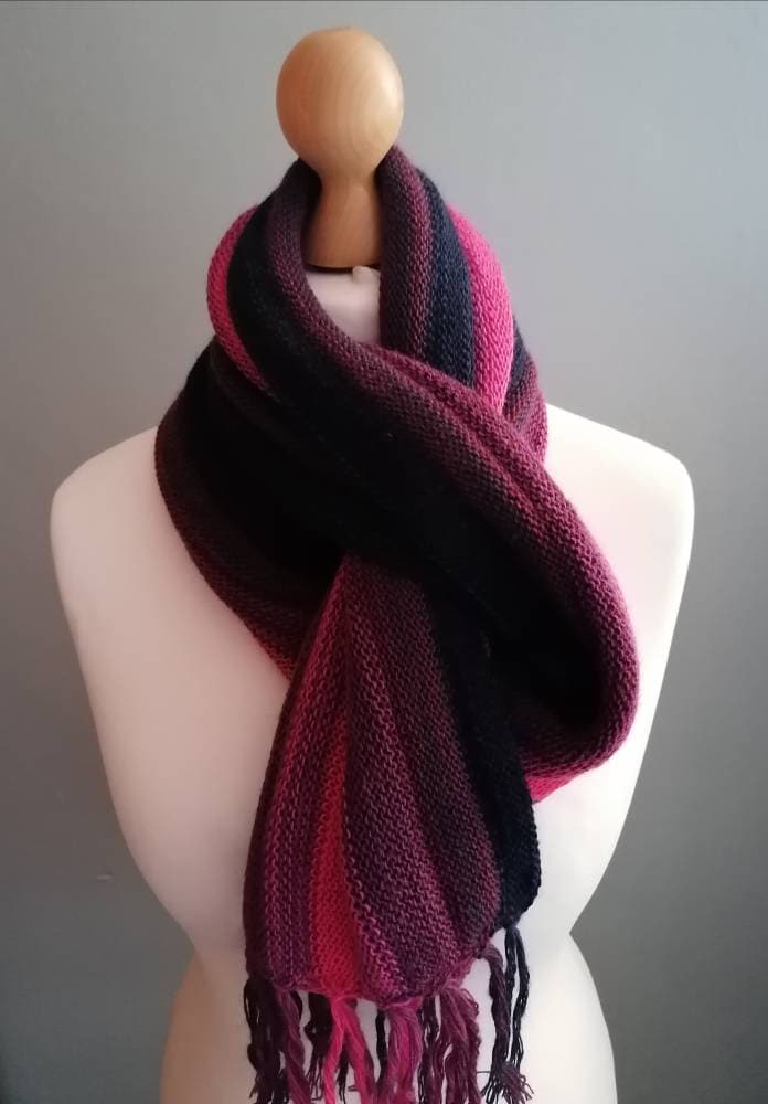 Pink & Red Ombre Stripe Alpaca Blend Scarf, photo 2