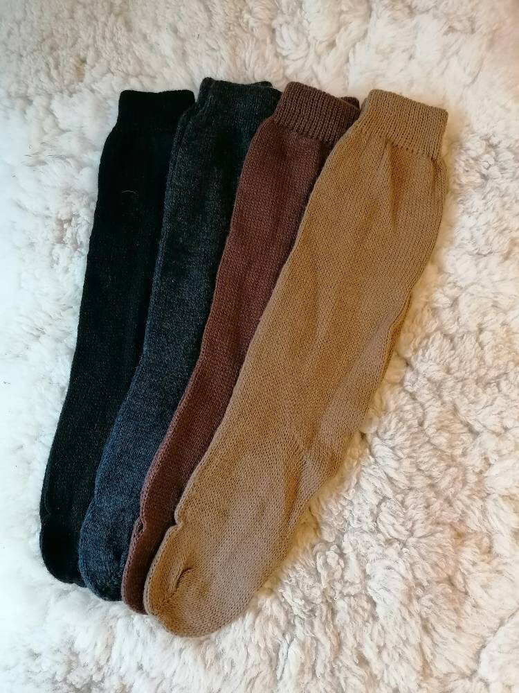 Plain Knit Long Alpaca Wellie Socks