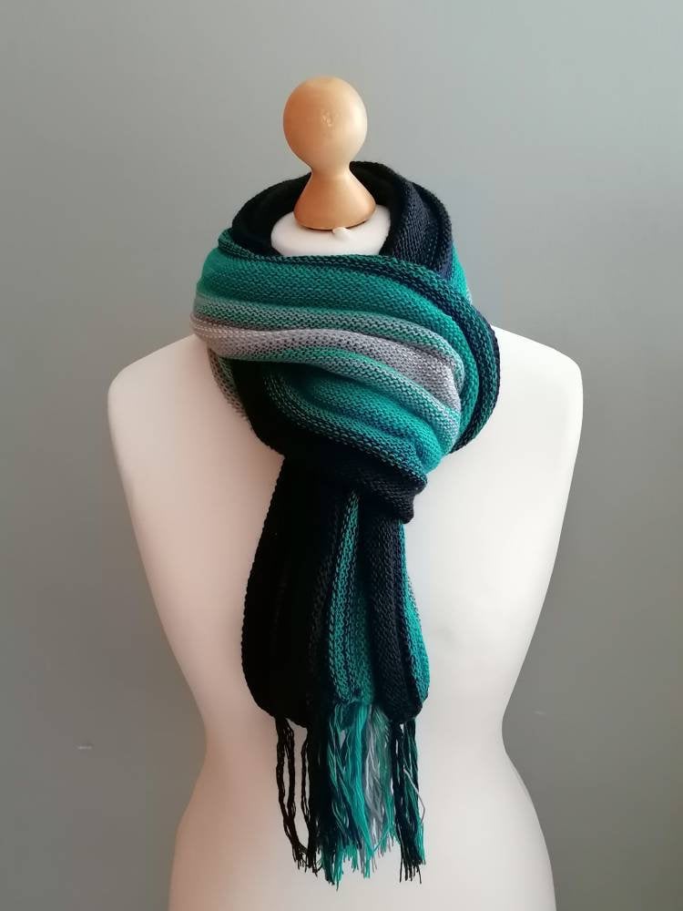 Blue Ombre Stripe Alpaca Blend Scarf, photo 2