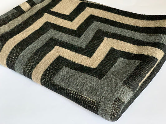 Grey & Beige Geometric Baby Alpaca Ruana Wrap