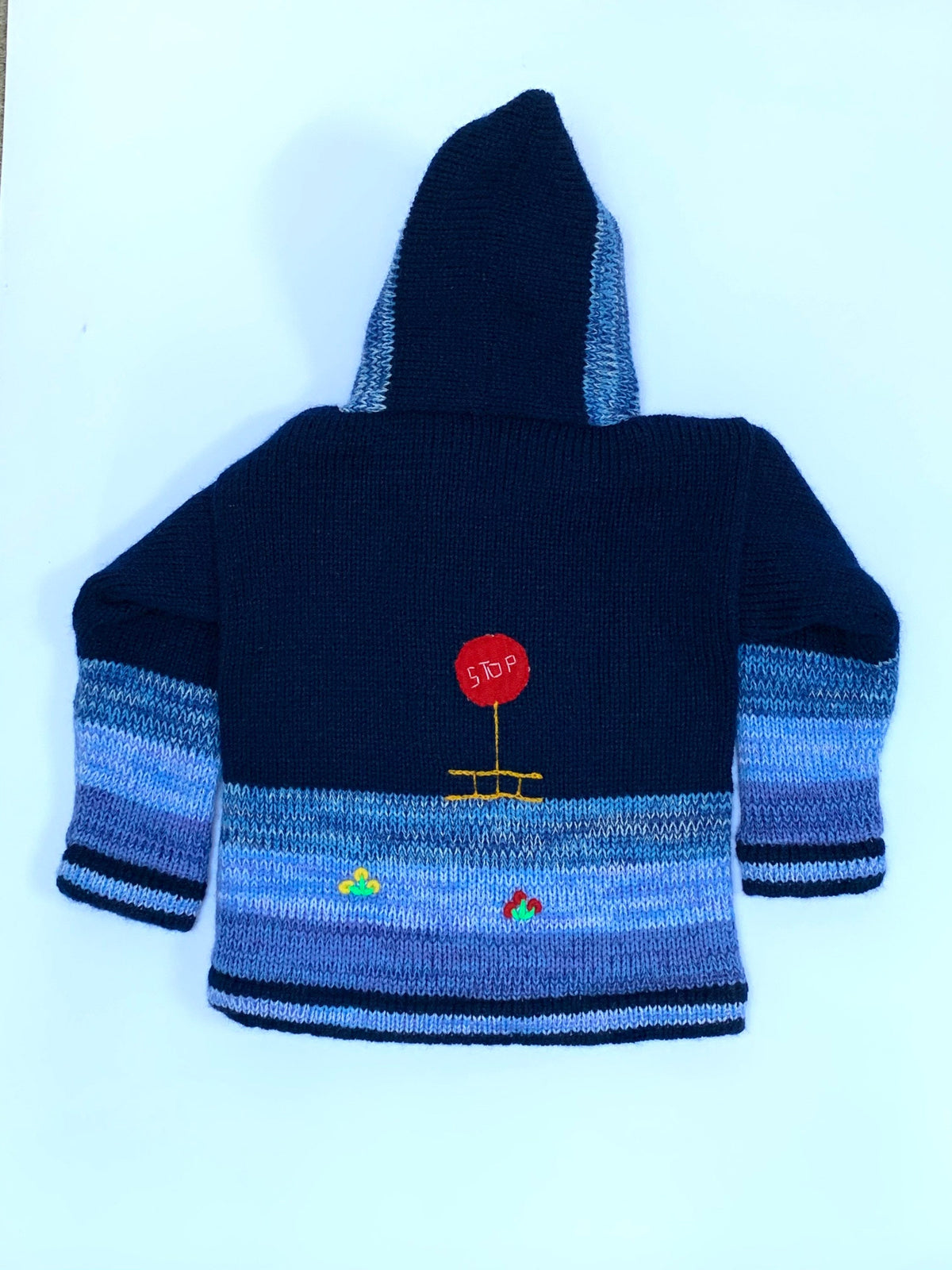 Navy & Sky Blue Train Appliqué Kids Cardigan, photo 4
