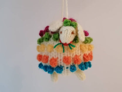 Hand-Knitted Bobble Sheep Hanging Ornament, photo 2