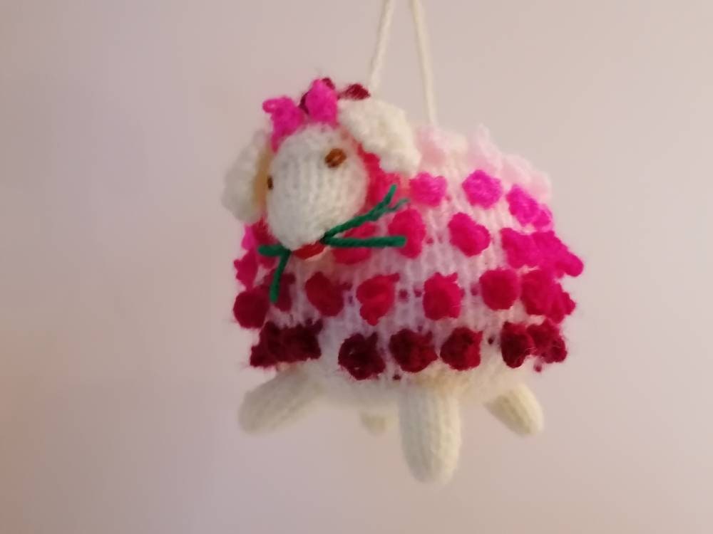 Hand-Knitted Bobble Sheep Hanging Ornament, photo 6