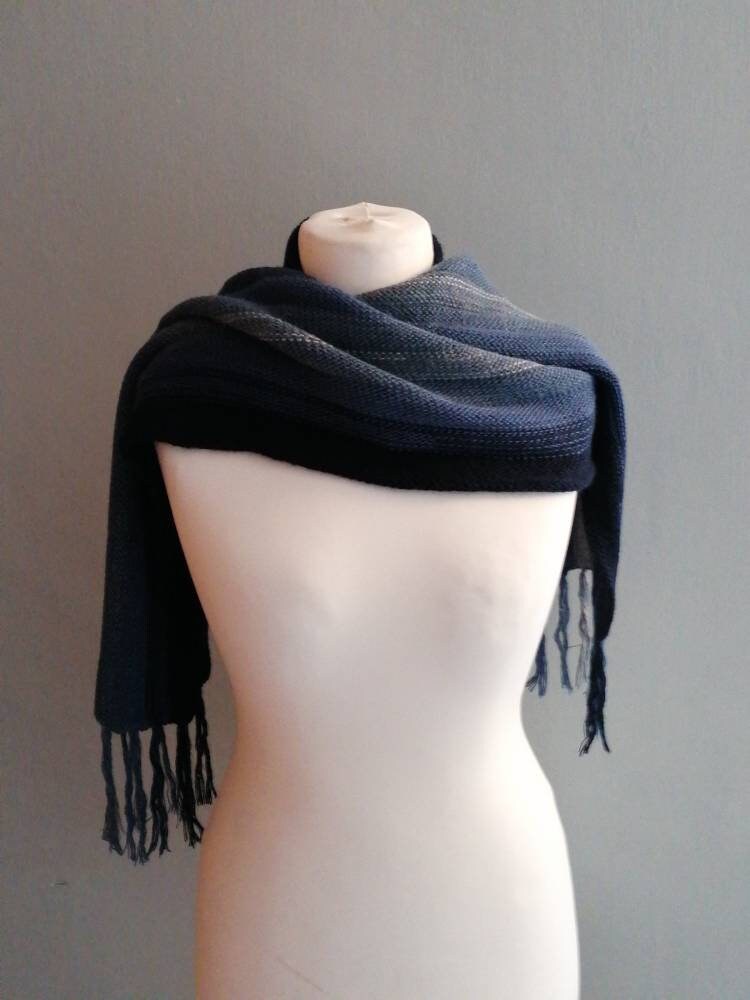 Grey Ombre Stripe Alpaca Blend Scarf, photo 6