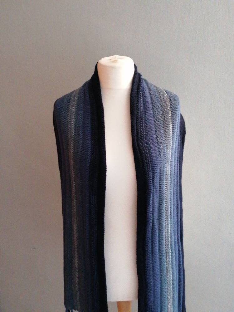 Grey Ombre Stripe Alpaca Blend Scarf, photo 7