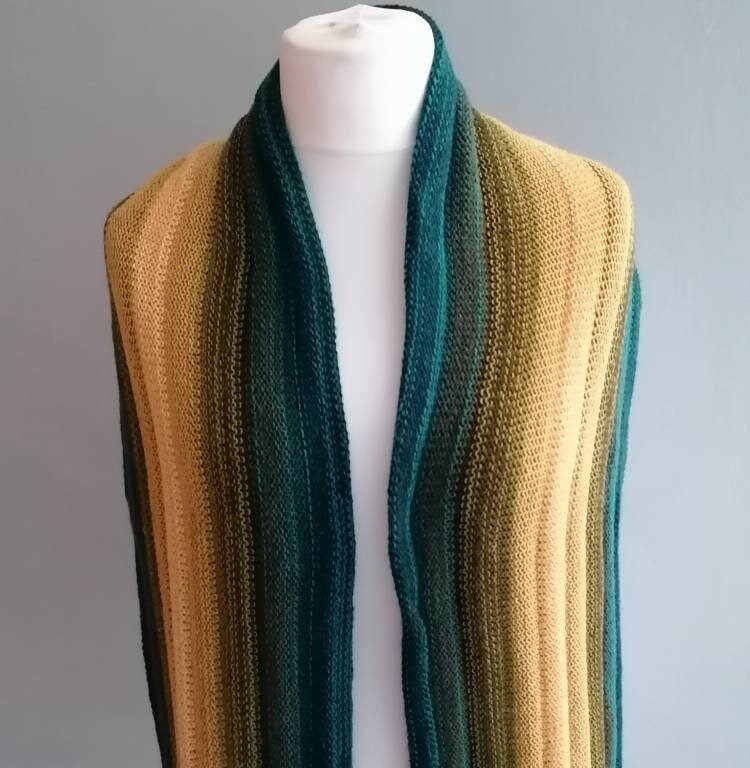 Green Ombre Stripe Alpaca Blend Scarf, photo 10
