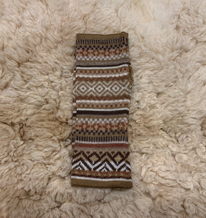 Camel & Cream Fair Isle Baby Alpaca Fingerless Gloves, photo 5