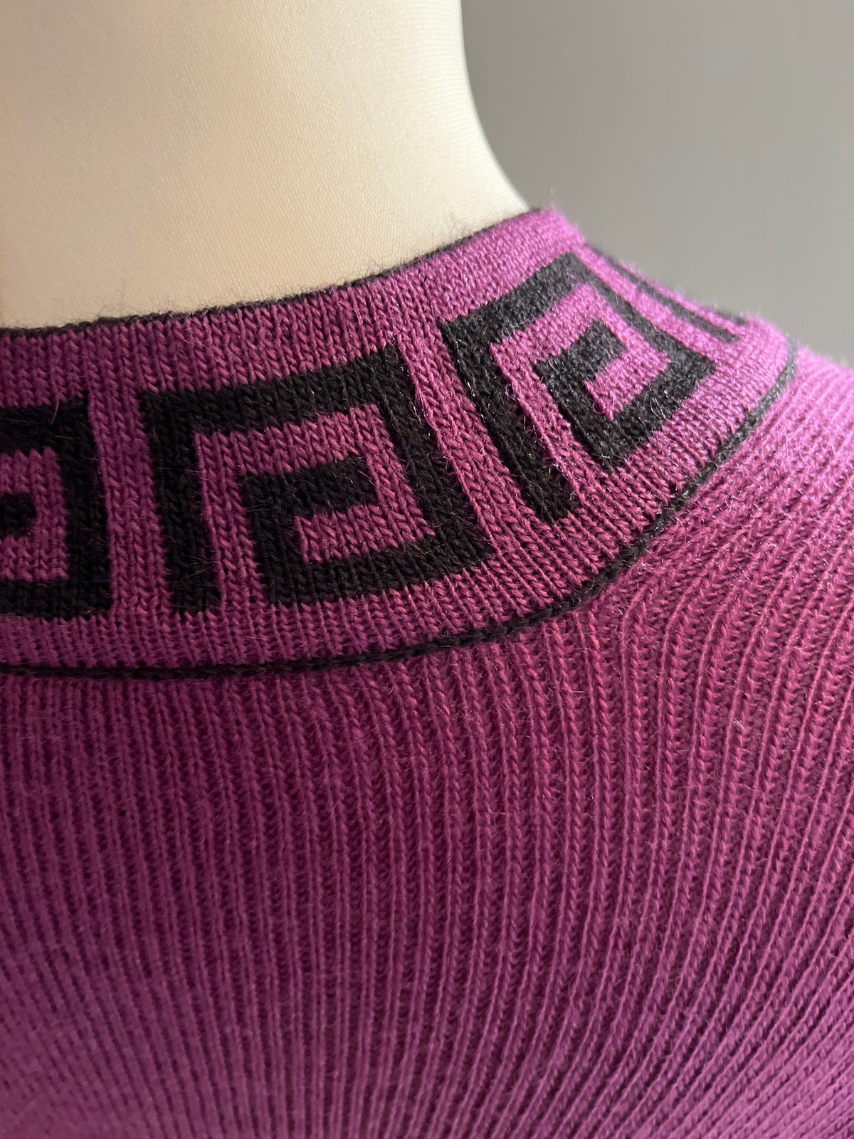 Purple Greek Key Alpaca Blend Ruana Wrap, photo 5