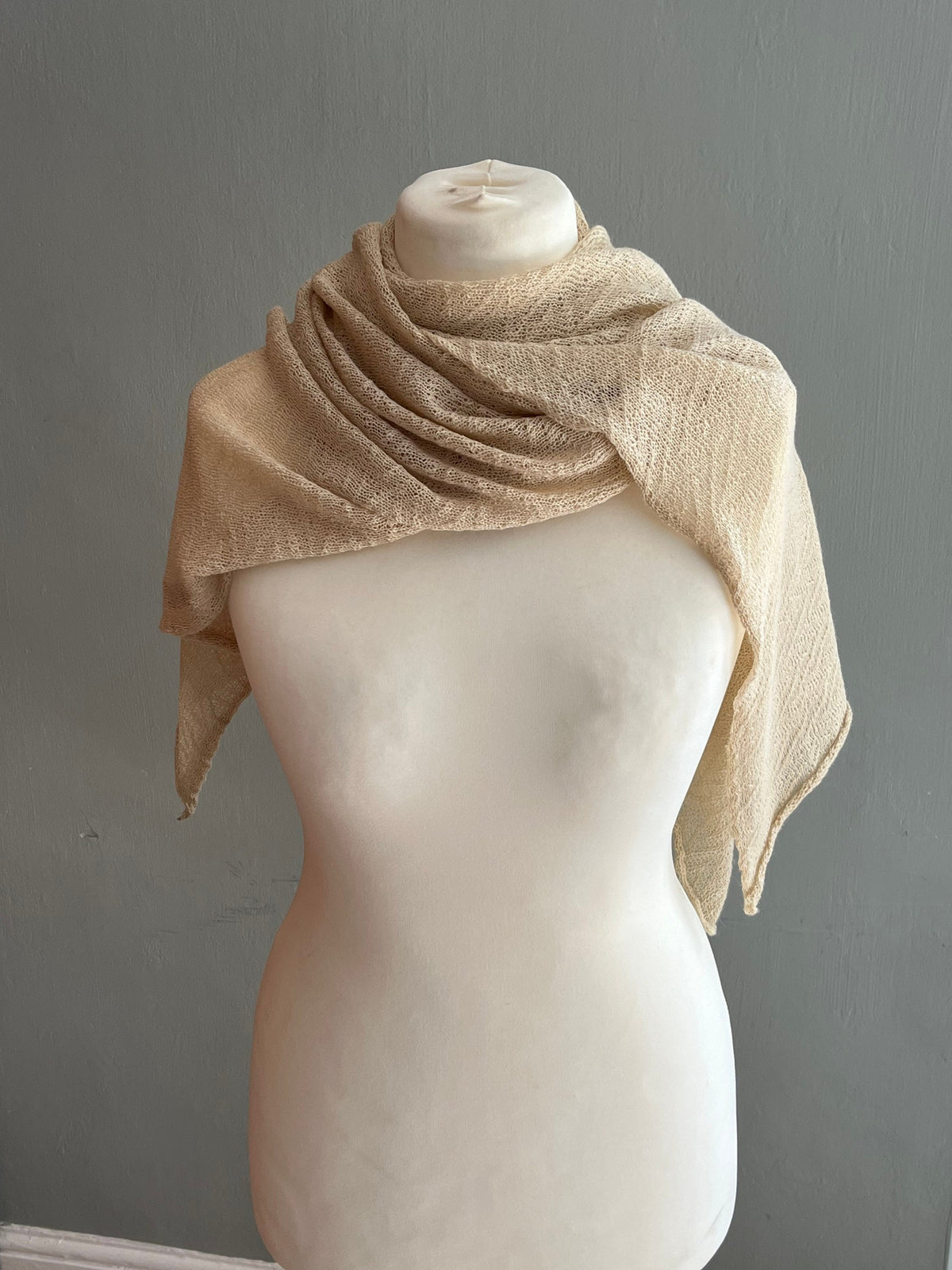 Beige Lightweight Baby Alpaca Summer Shawl, photo 4