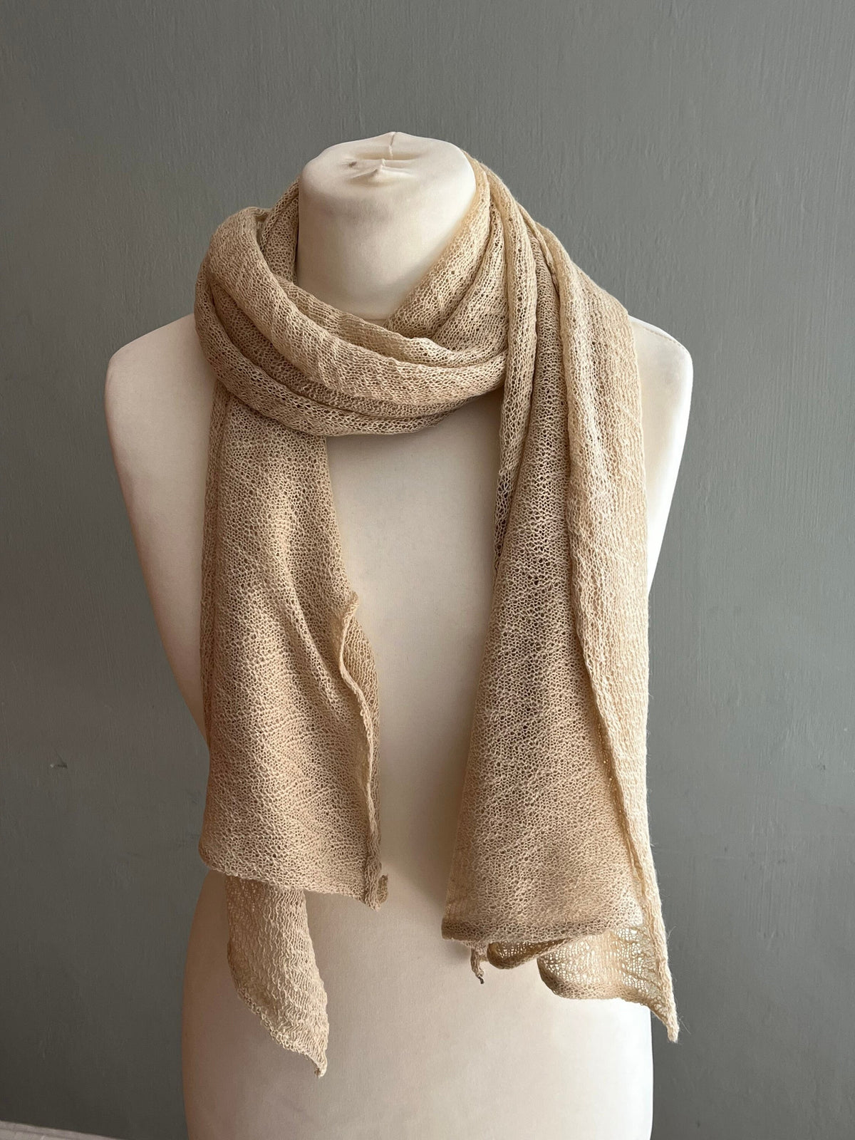 Beige Lightweight Baby Alpaca Summer Shawl, photo 3