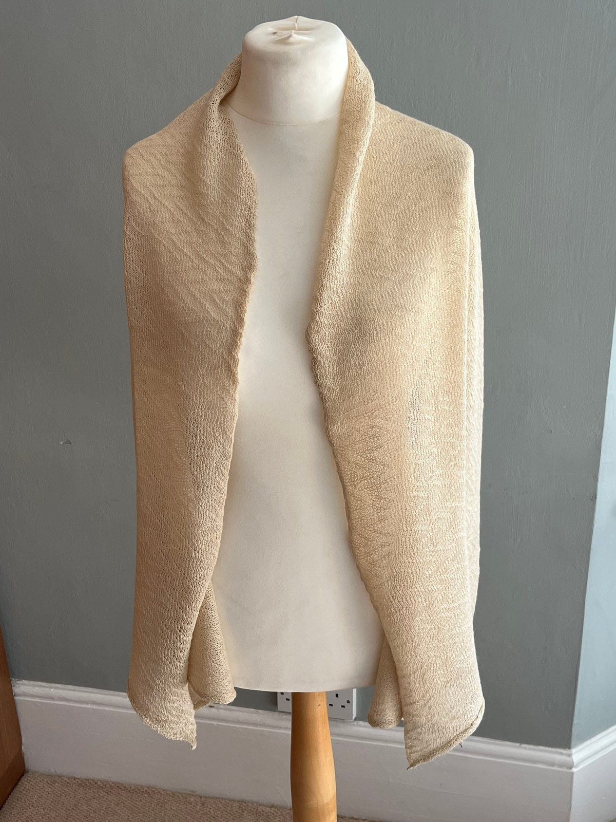 Beige Lightweight Baby Alpaca Summer Shawl