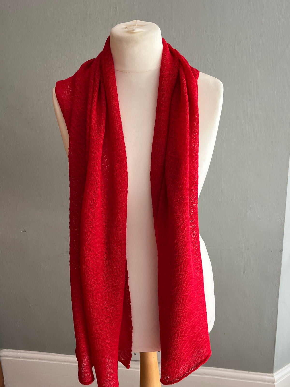 Crimson Lightweight Baby Alpaca Summer Shawl