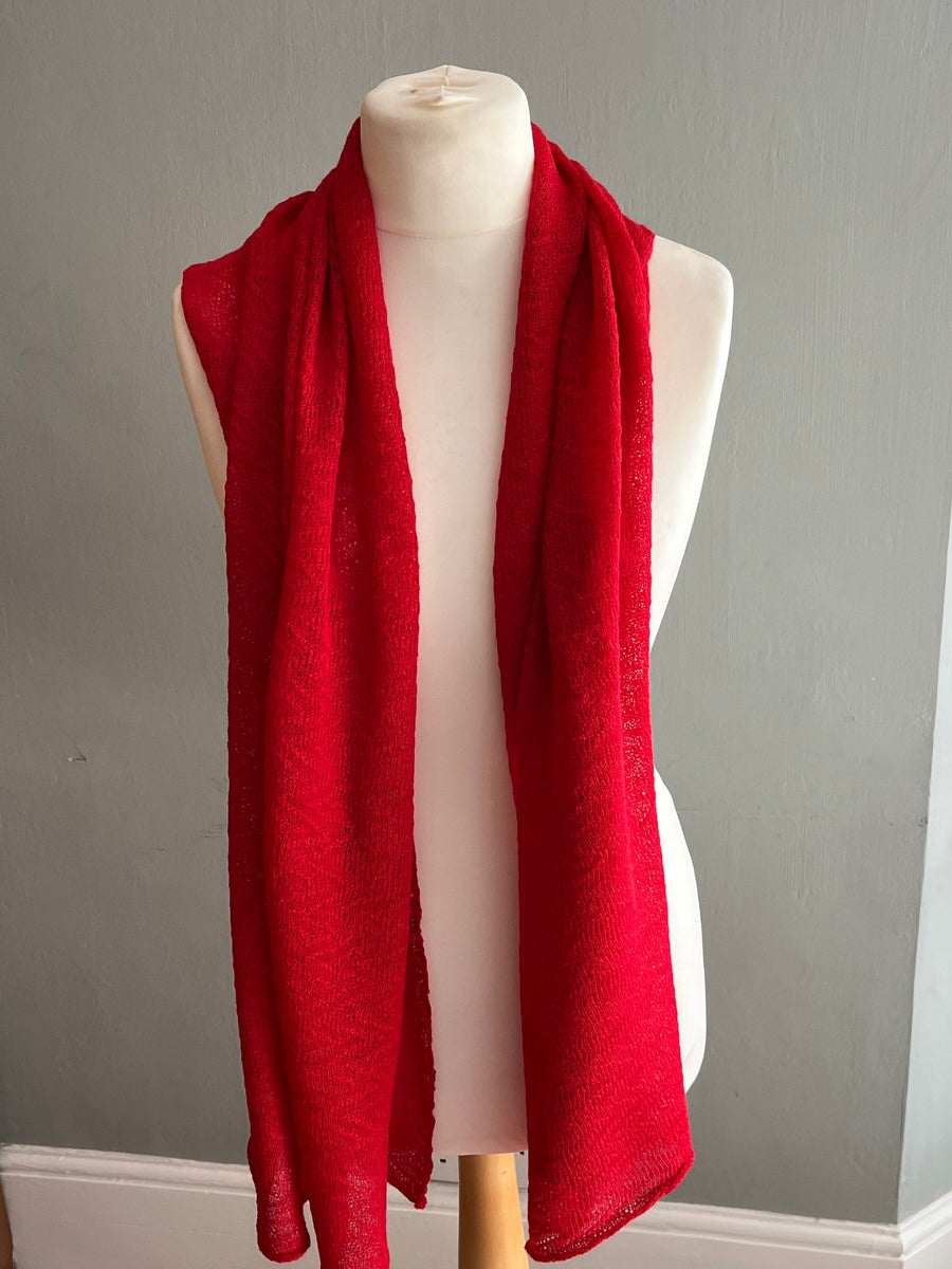 Crimson Lightweight Baby Alpaca Summer Shawl