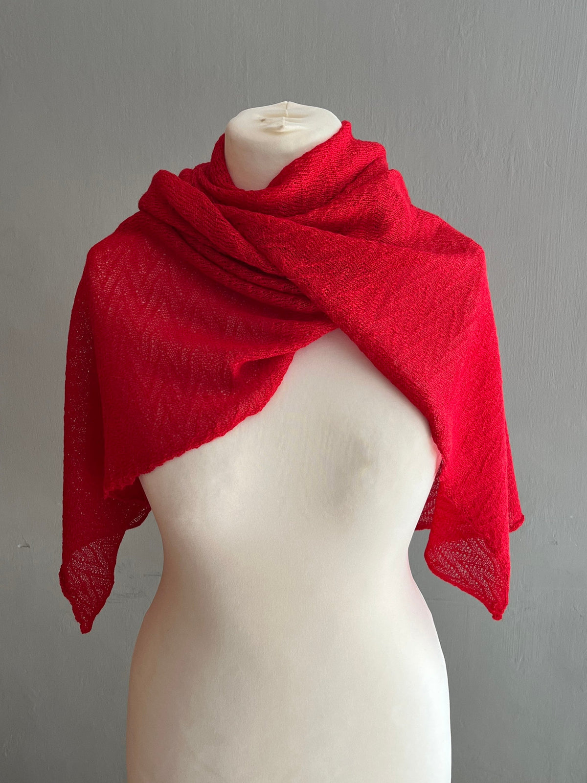 Crimson Lightweight Baby Alpaca Summer Shawl, photo 3