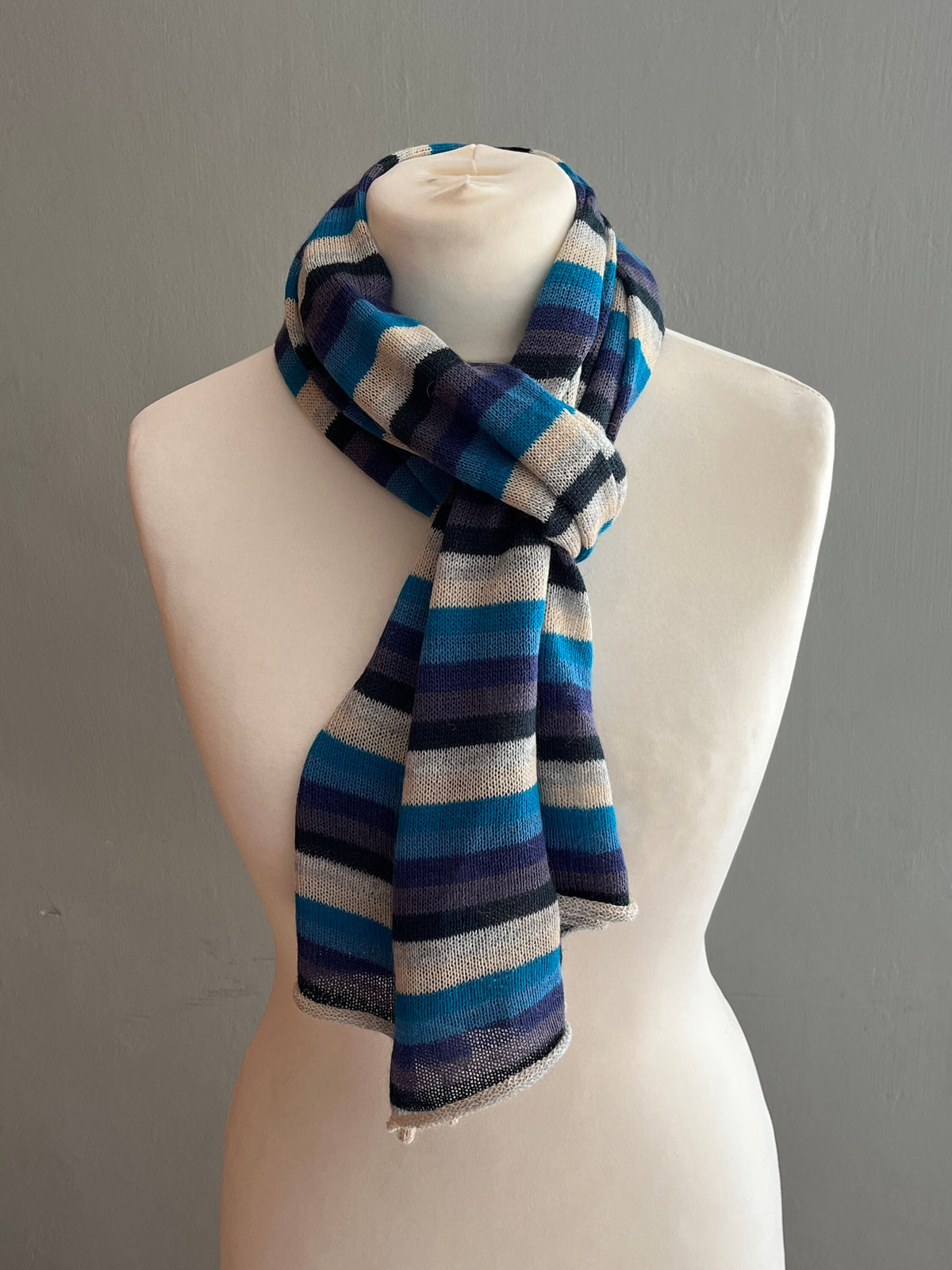 Blue Stripe Lightweight Baby Alpaca Summer Shawl, photo 2