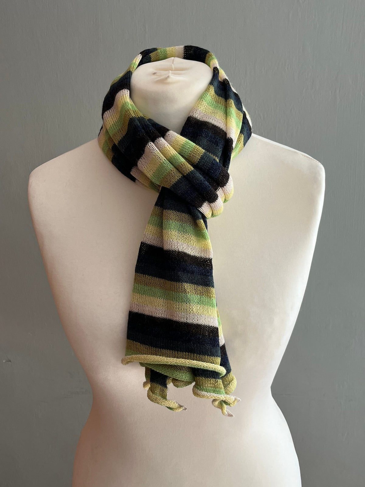 Lime & Black Stripe Lightweight Baby Alpaca Summer Shawl, photo 2
