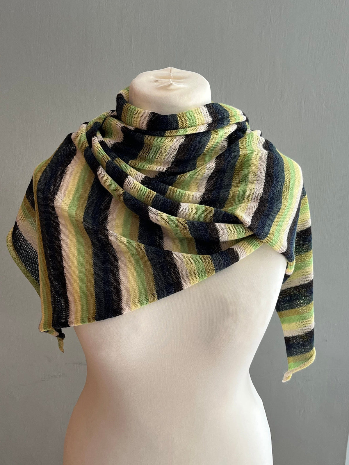 Lime & Black Stripe Lightweight Baby Alpaca Summer Shawl, photo 5