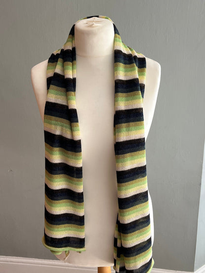 Lime & Black Stripe Lightweight Baby Alpaca Summer Shawl, photo 3