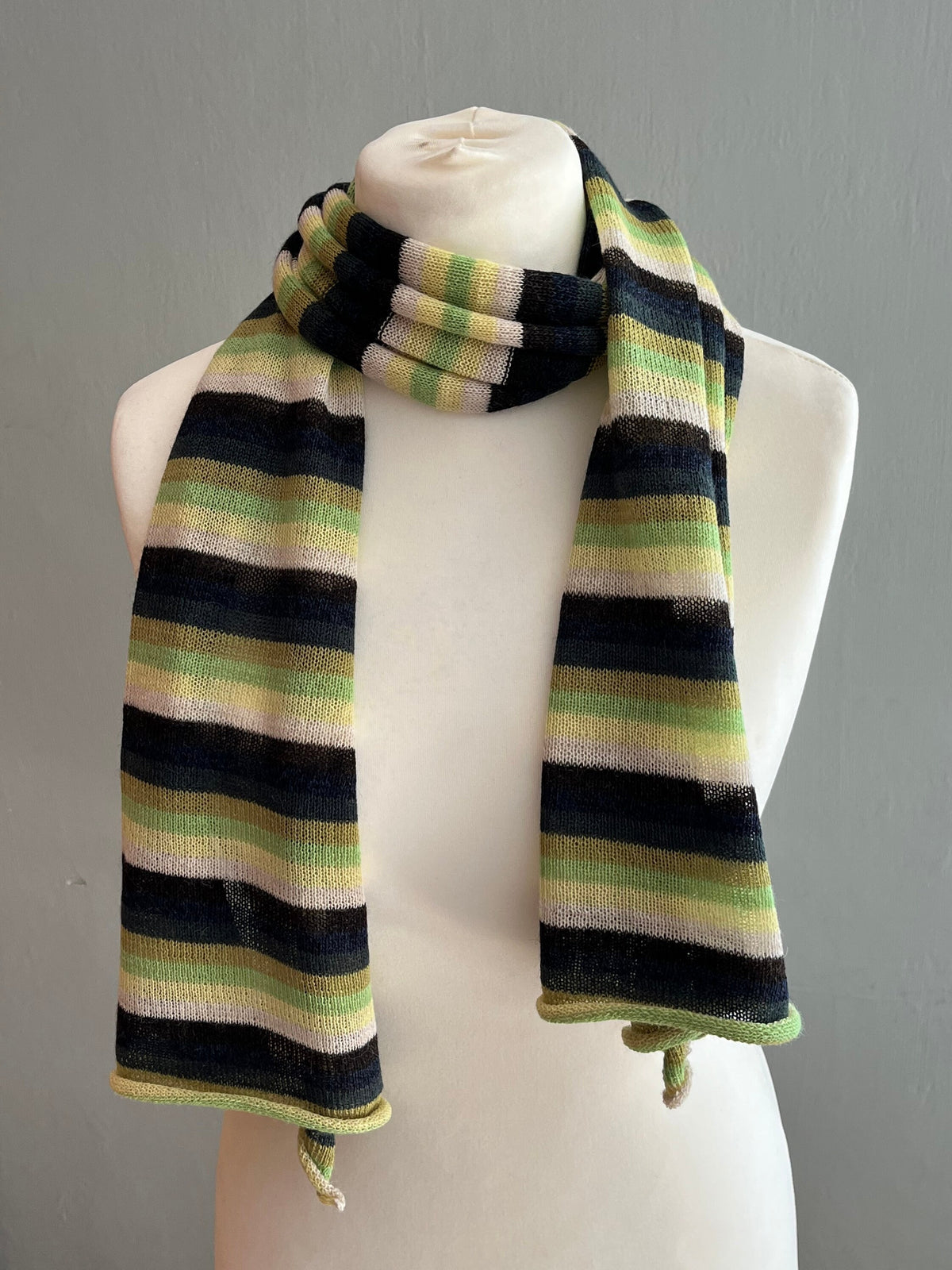 Lime & Black Stripe Lightweight Baby Alpaca Summer Shawl, photo 4