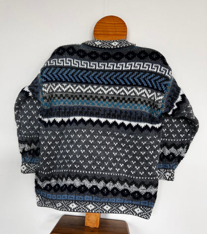 Charcoal Grey Andean Fair Isle Alpaca-Blend Kids Jumper, photo 3