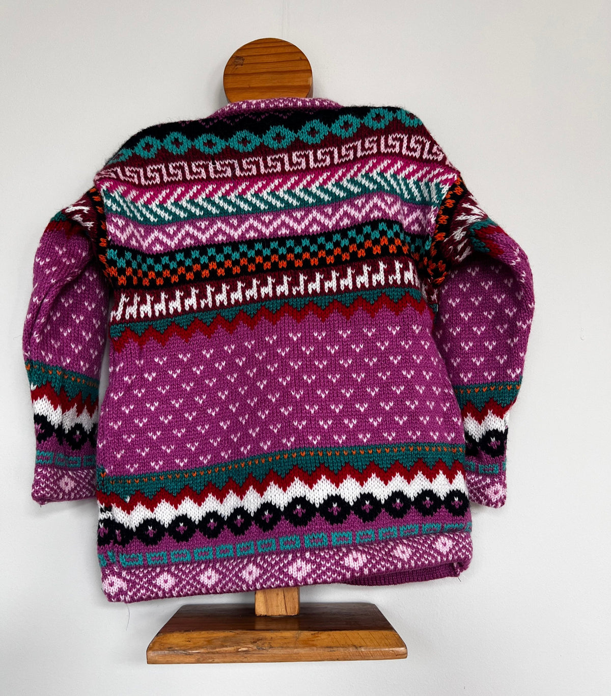 Magenta Andean Fair Isle Alpaca-Blend Kids Jumper, photo 3