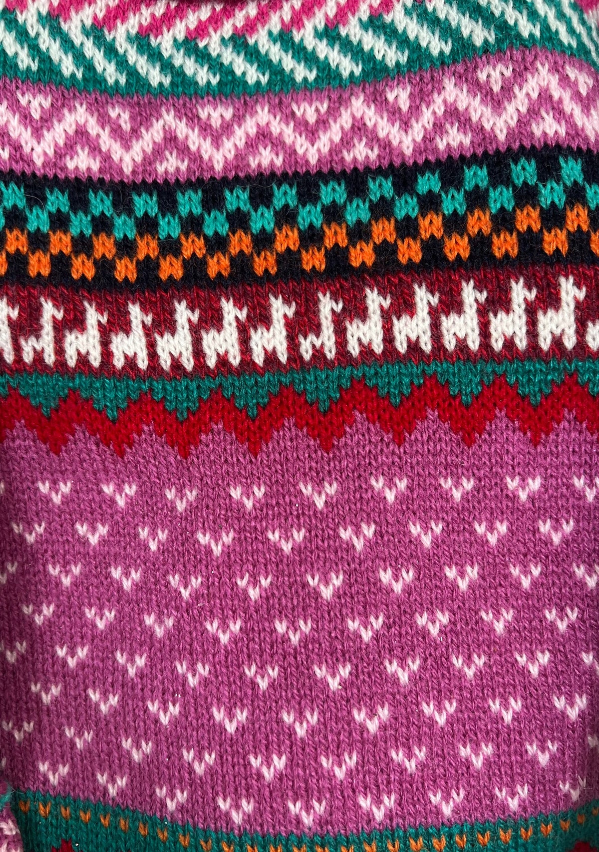 Magenta Andean Fair Isle Alpaca-Blend Kids Jumper, photo 2