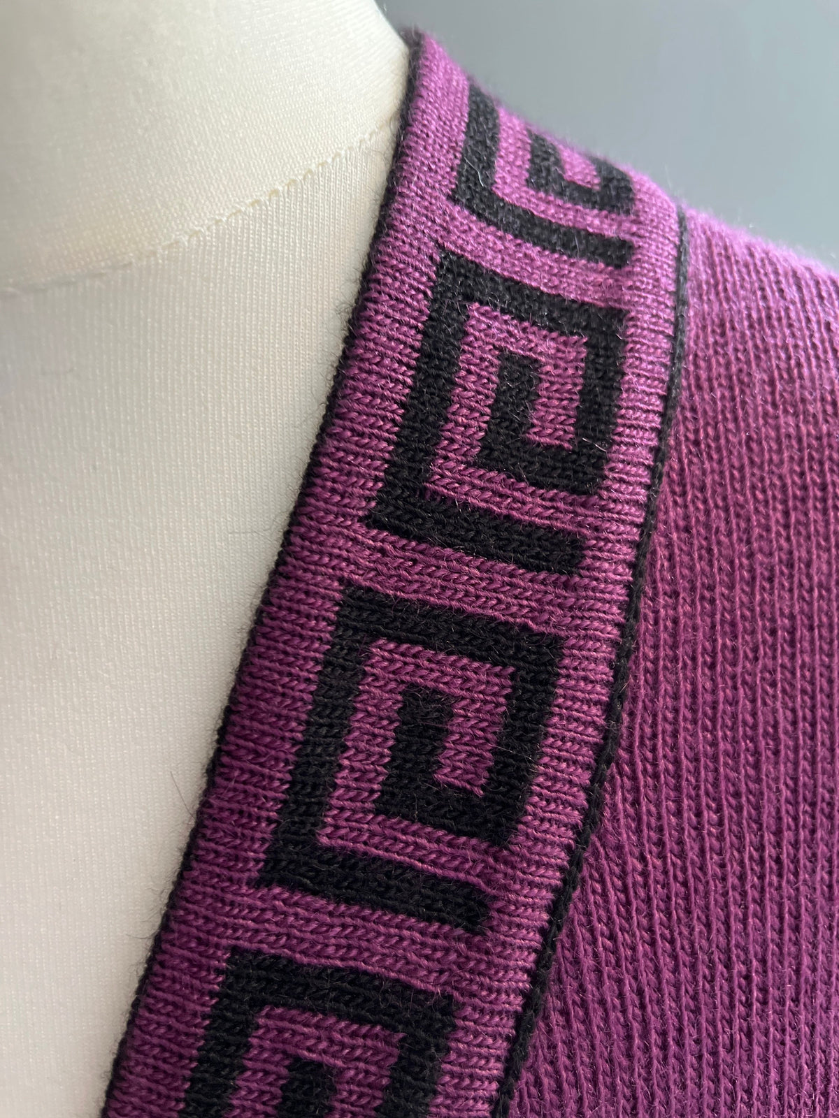Purple Greek Key Alpaca Blend Ruana Wrap, photo 6