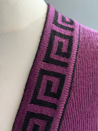 Purple Greek Key Alpaca Blend Ruana Wrap, photo 6