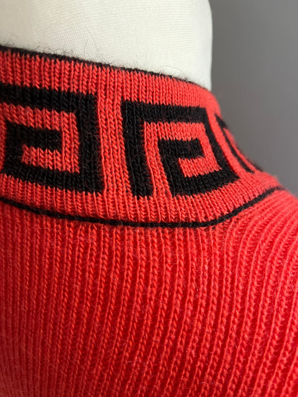 Coral Greek Key Alpaca Blend Ruana Wrap, photo 6