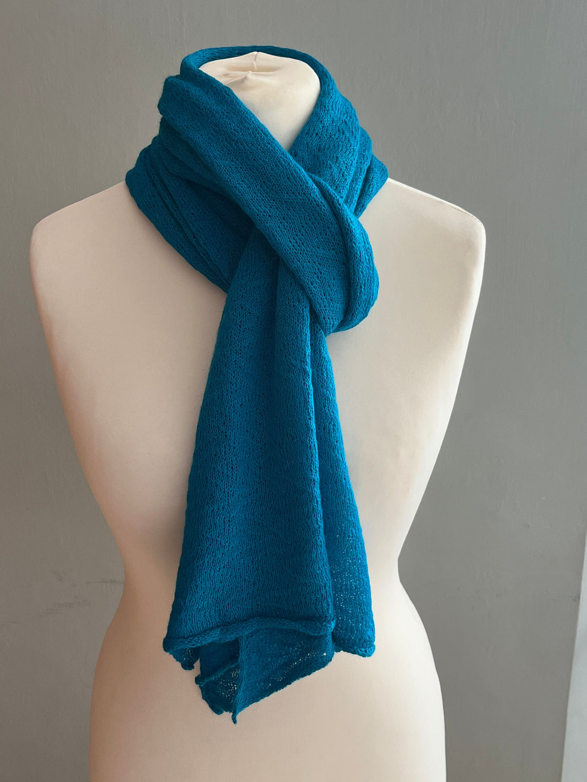 Teal Blue Lightweight Baby Alpaca Summer Shawl, photo 2