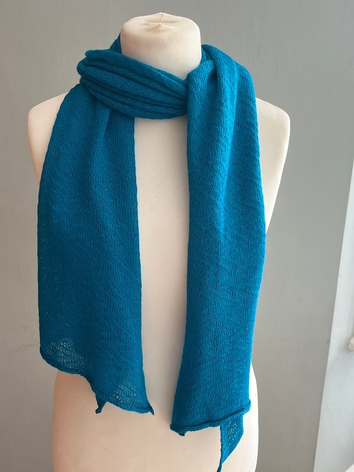 Teal Blue Lightweight Baby Alpaca Summer Shawl, photo 3