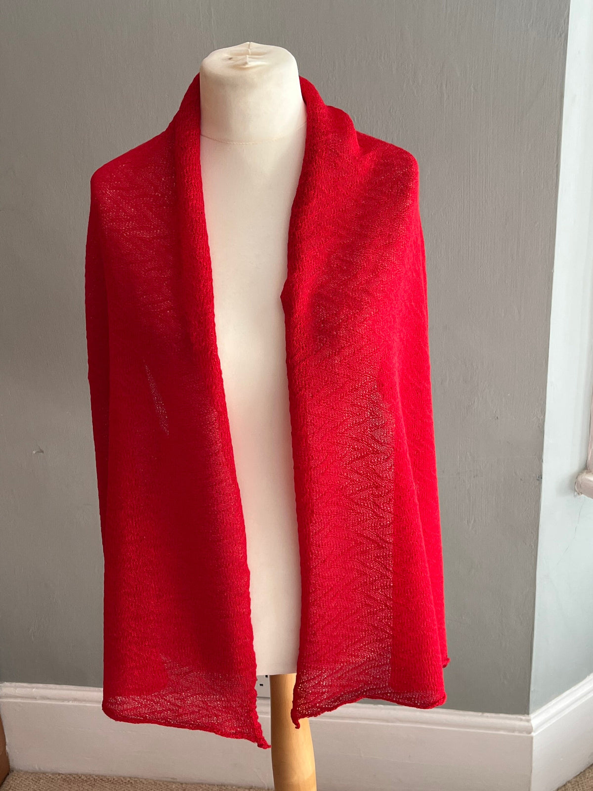 Crimson Lightweight Baby Alpaca Summer Shawl, photo 5