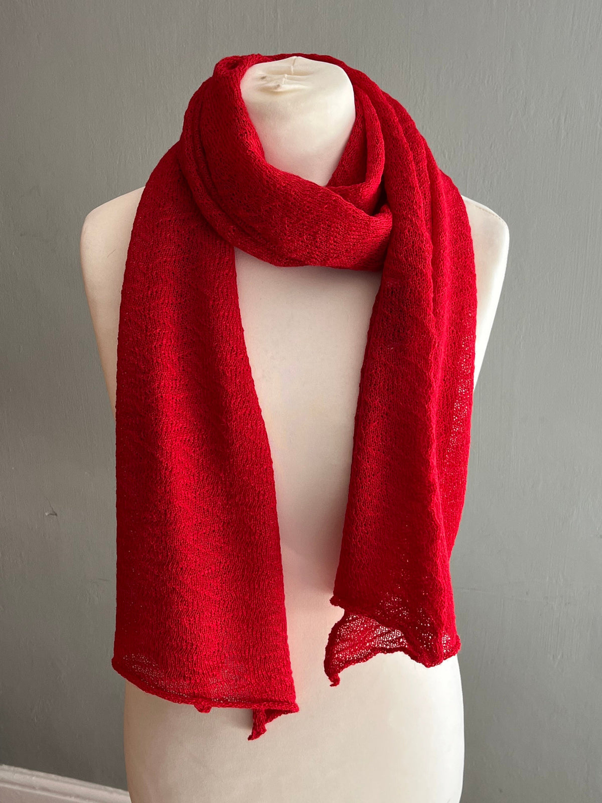 Crimson Lightweight Baby Alpaca Summer Shawl, photo 2