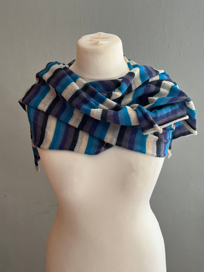 Blue Stripe Lightweight Baby Alpaca Summer Shawl, photo 4