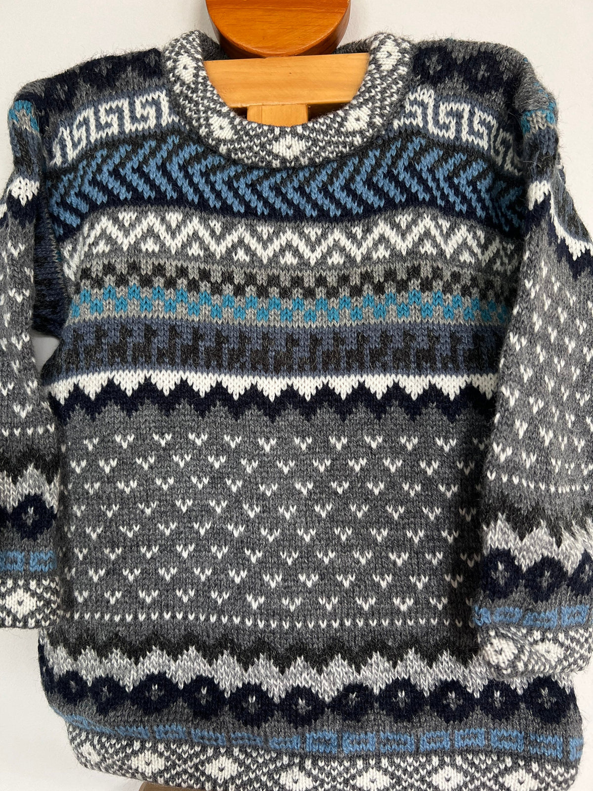 Charcoal Grey Andean Fair Isle Alpaca-Blend Kids Jumper, photo 2