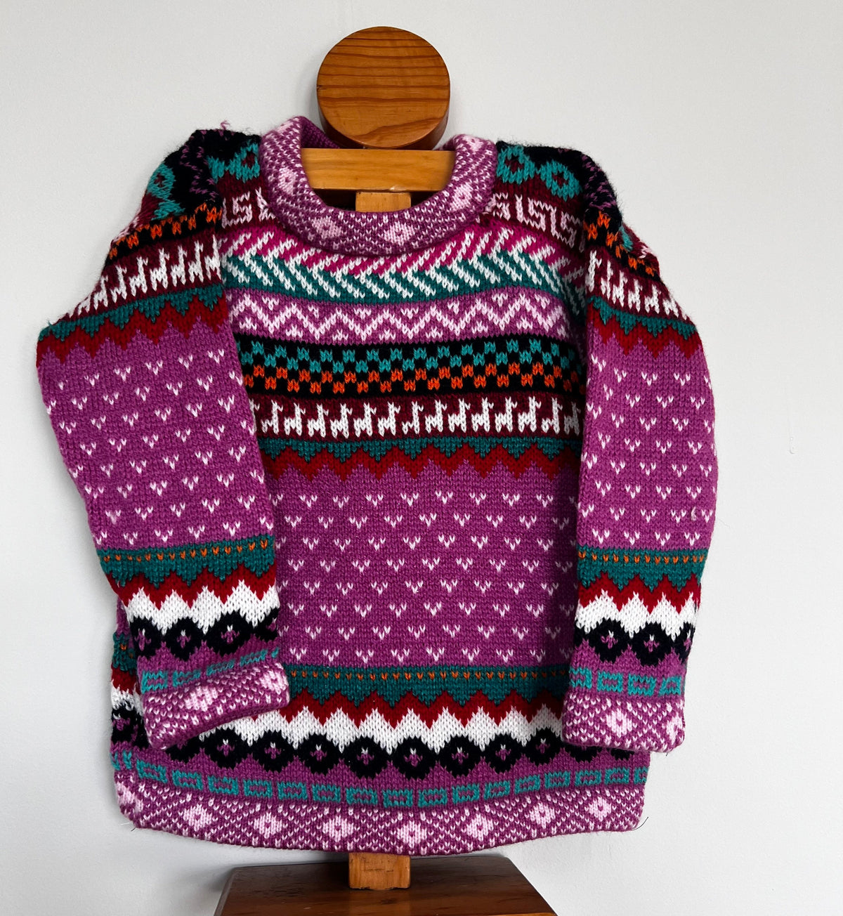 Magenta Andean Fair Isle Alpaca-Blend Kids Jumper