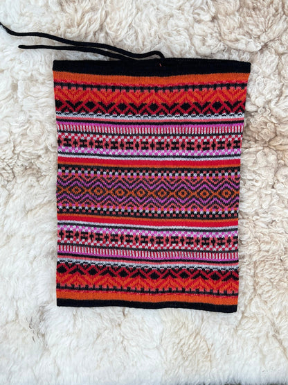 Red & Orange Baby Alpaca Fair Isle Snood & Slouch Hat, photo 5