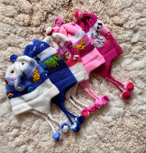 Hand-Embroidered Animal Toddler Chullo Hat (1-2 Years)