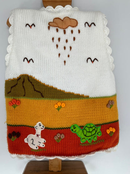 Cream Farm Scene Hand-Embroidered Kids Waistcoat, photo 2