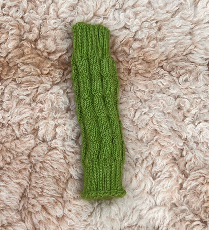 Apple Green Cable Knit Alpaca Fingerless Gloves, photo 4