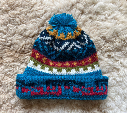 Turquoise Fair Isle Alpaca Bobble Hat, photo 3