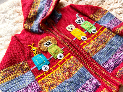 Red Circus Train Alpaca-Blend Kids Cardigan, photo 5